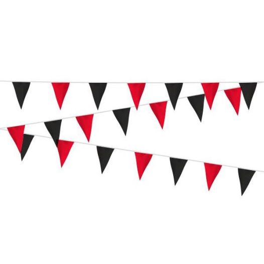 Vlaggenlijn rood/zwart stof 20m, extra zware kwaliteit
