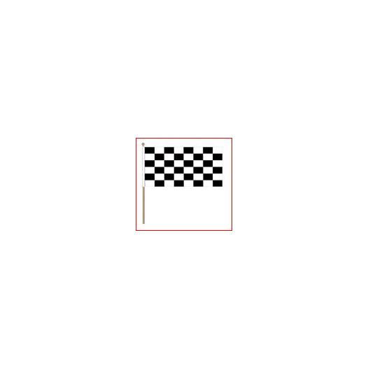 Zwaaivlag Finish zwart wit geblokt 45x70cm met stok van 75cm