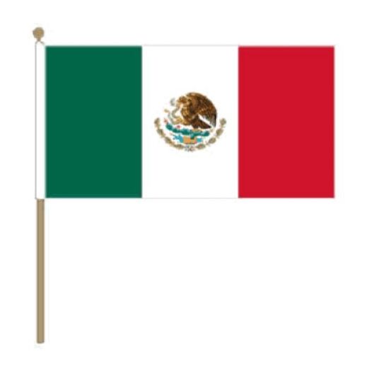 Zwaaivlag Mexico, Mexicaanse fanvlag 15x22,5cm, stoklengte 30cm