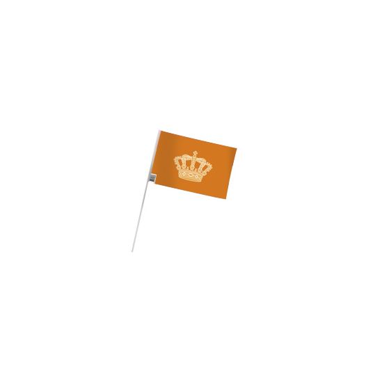 Oranje zwaaivlaggen met kroon 20x30cm voor koningsdag