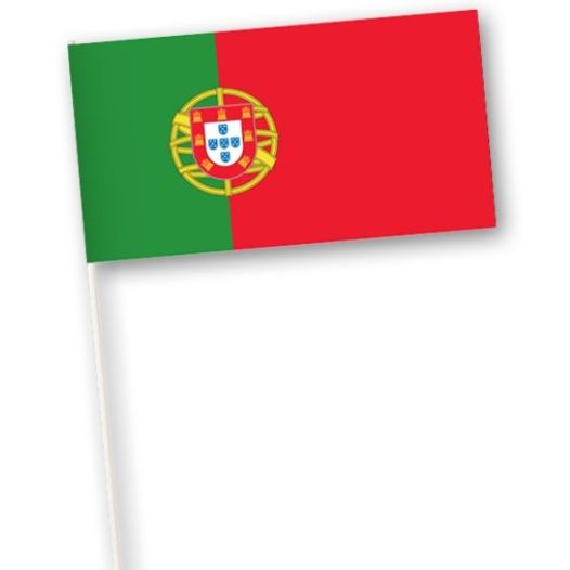 Zwaaivlaggetje Portugal 11x21cm, stoklengte 40cm