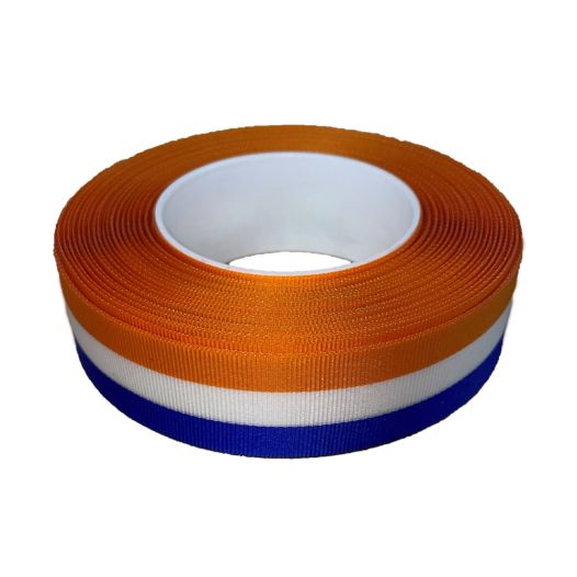 Lint oranje wit blauw 25mm | Per meter