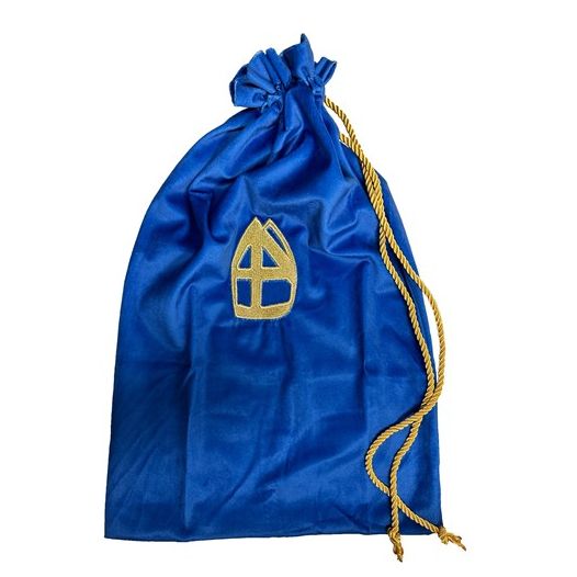 Fluwelen strooizak Piet met mijter | Blauw
