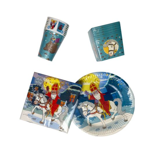 Sinterklaas Servies - 8 stuks bordjes, bakjes, bekertjes en servetten