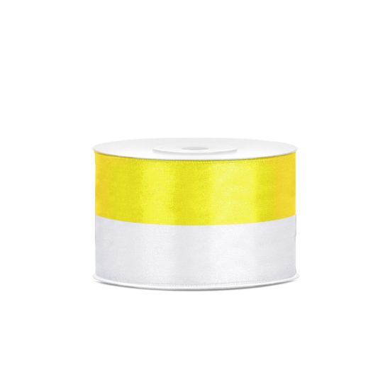 Lint geel wit - 50mm breed 25 meter lang