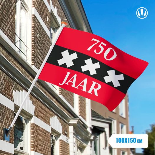 Vlag Amsterdam 750 jaar 100x150cm Gevelvlag