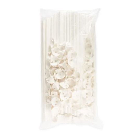 Ballonstokjes wit plastic, 100 stuks
