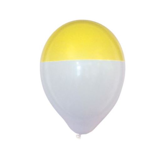 Ballonnen wit geel bicolour - 25 stuks