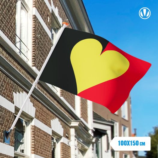 Vlag Belgie met Hart 100x150cm