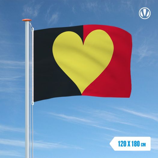 Vlag Belgie met Hart 120x180cm