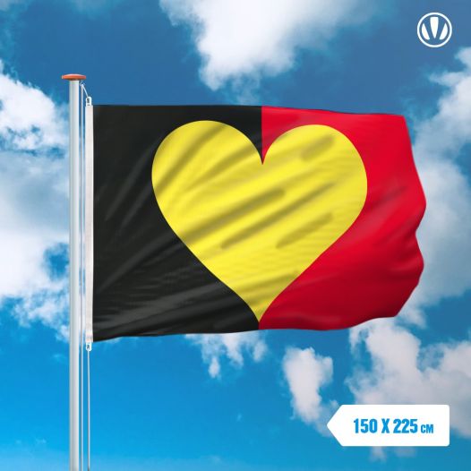 Vlag Belgie met Hart 150x225cm