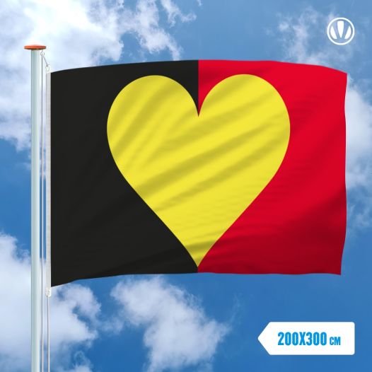 Belgische vlag met hart 200x300cm