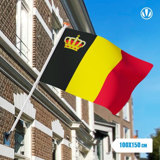 Belgische vlag met kroon 100x150cm gevelvlag
