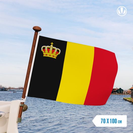 vlag Belgie met kroon 70x100cm - Spunpoly