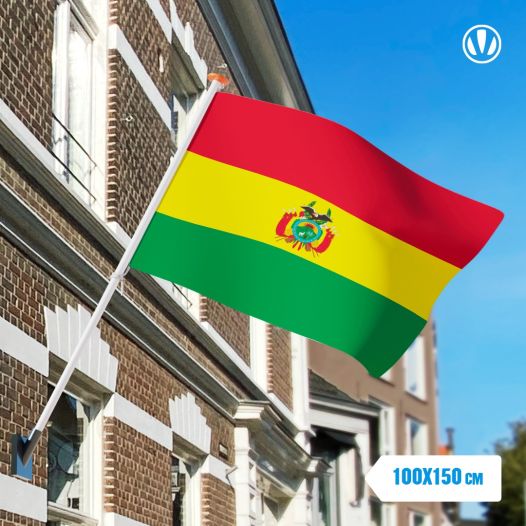 vlag Bolivia met wapen 100x150cm - Spunpoly