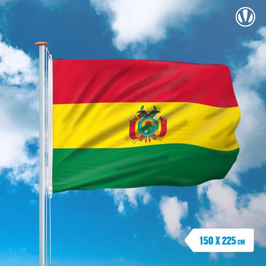 vlag Bolivia met wapen 150x225cm - Spunpoly