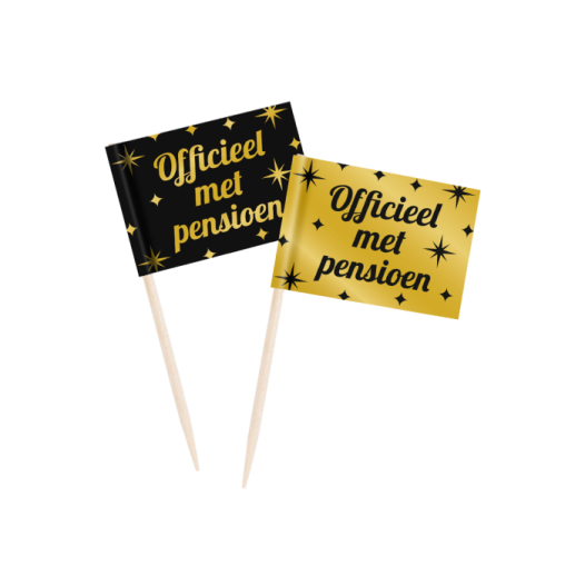 Cocktailprikkers Pensioen Goud Zwart 50 stuks