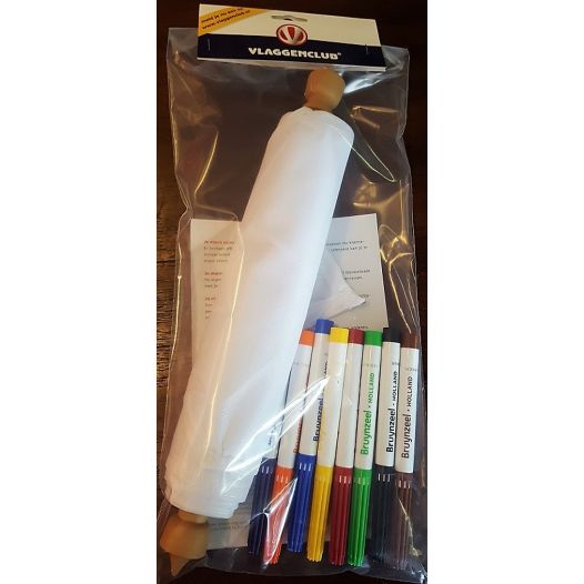 Geslaagd wimpel 25x300cm - wit | Incl. 8 textielmarkers