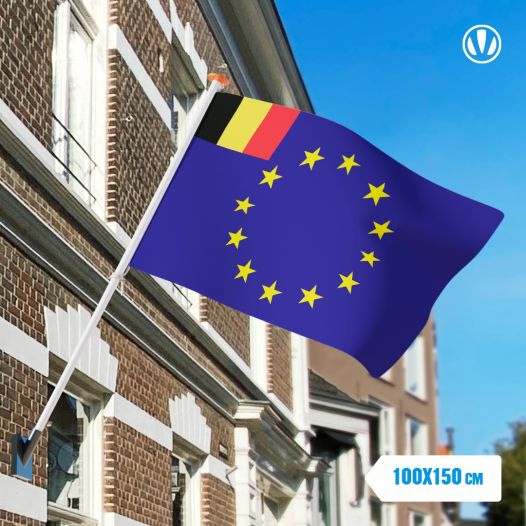 Vlag Europese Unie met inzet Belgie 100x150 cm