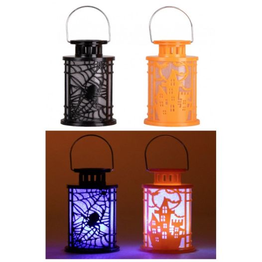 Halloween lantaarn met LED-verlichting | Zwart