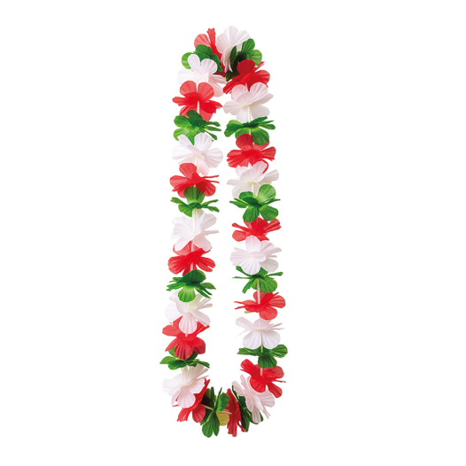 Hawaii bloemen krans groen wit rood