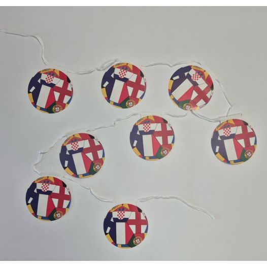 Vlaggenlijn Voetbal met internationale vlaggen - 3,5 meter | Brandvertragend