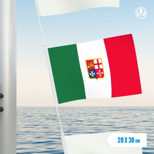 Vlaggetje Italië met wapen 20x30cm