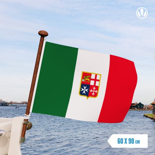 vlag Italië met wapen 60x90cm koopvaardijvlag