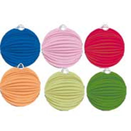 Lampion bolvorm 6 kleuren assorti rood geel groen oranje paars
