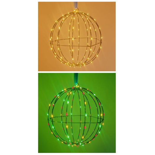 Lichtbol 30cm warm wit en rood geel groen voor Kerst en Carnaval 120 LEDS