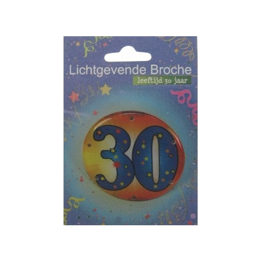 lichtgevende broche met tekst 30 jaar
