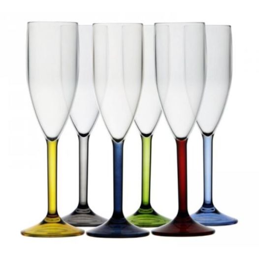 Luxe champagneglazen set 6 stuks meerkleurig