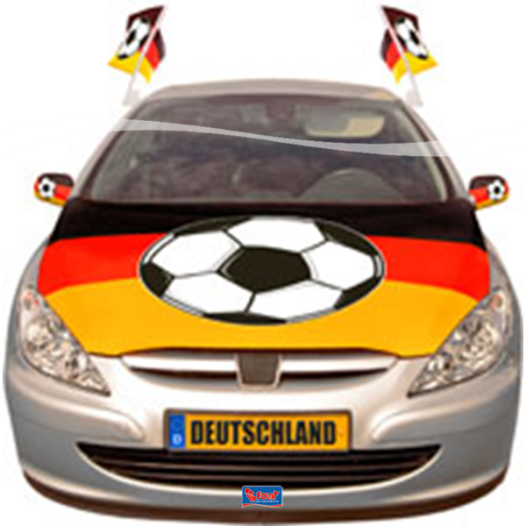 Motorkap hoes Duitsland met voetbal auto versiering