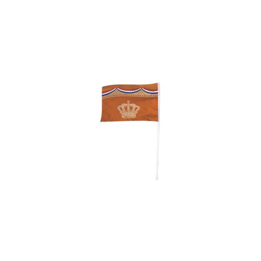 Oranje vlag met kroon 100x150cm voor koningsdag en Oranjefeest