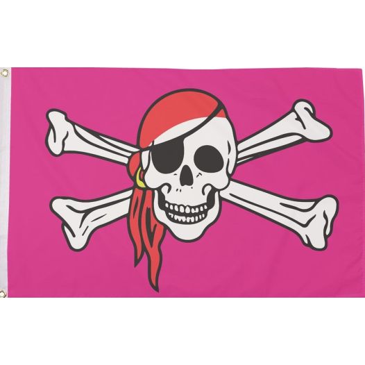 Piraten vlag roze 90x150cm