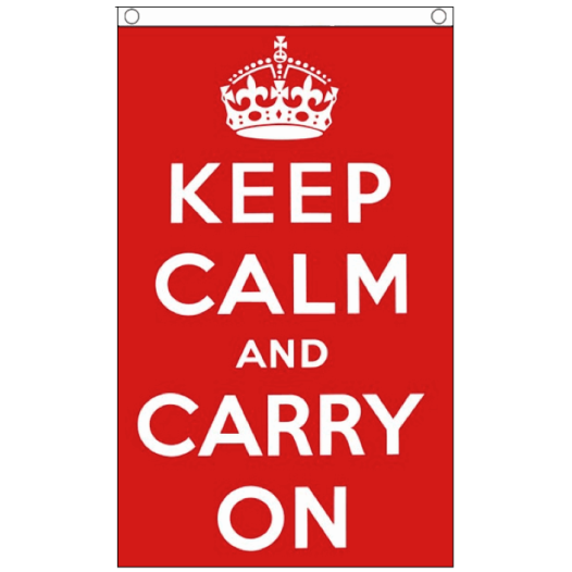 Rode Vlag met tekst keep calm and carry on 90x150cm