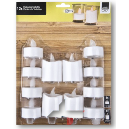Theelichtjes met batterij 12 stuks
