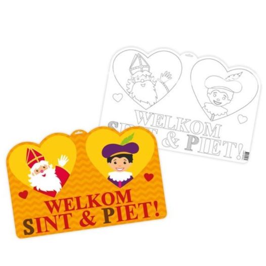 Sinterklaas- Welkomstbord met Kleurplaat