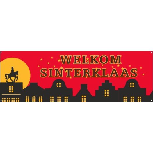 Spandoek Welkom Sinterklaas 60x180cm - Glanspoly