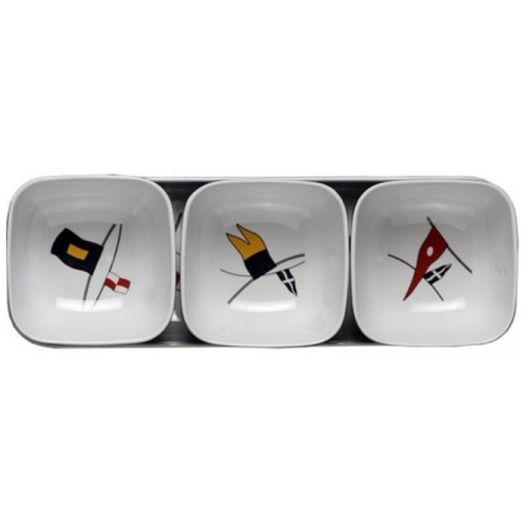 Snackschaaltjes op tray Regatta seinvlaggen set