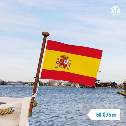 vlag Spanje met wapen 50x75cm Spaanse vlaggen kopen