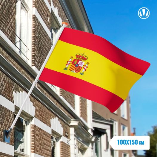 Vlag Spanje met wapen 100x150cm - Glanspoly