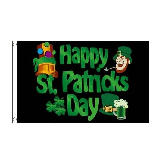 St Patricks day vlag zwart 90x150cm