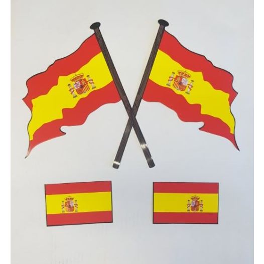 Stickers Spaanse vlag 4 stuks (2 varianten)