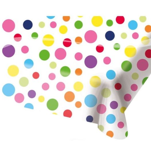 Tafelkleed met vrolijk gekleurde stippen 130x180cm