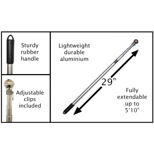 Zwaaivlaggenstok Aluminium voor in de hand uitschuifbaar 180cm
