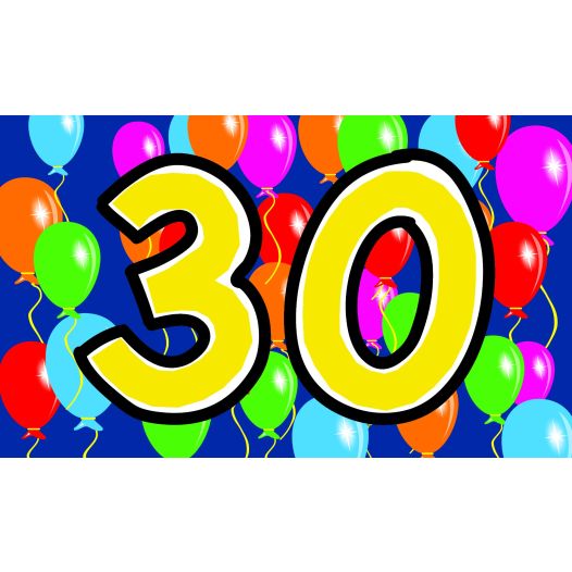 Vlag 30 jaar 90x150cm ballonnen