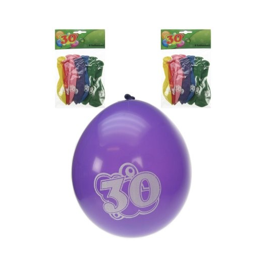 Ballonnen met tekst 30 jaar 8 stuks