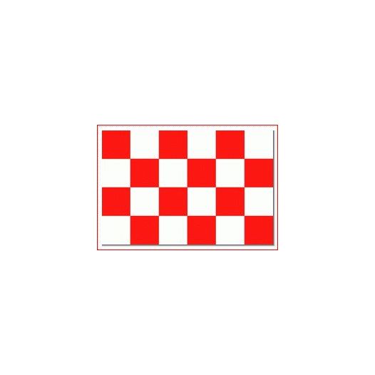 Zwaaivlag Start rood wit geblokt 45x70cm met stok van 75cm