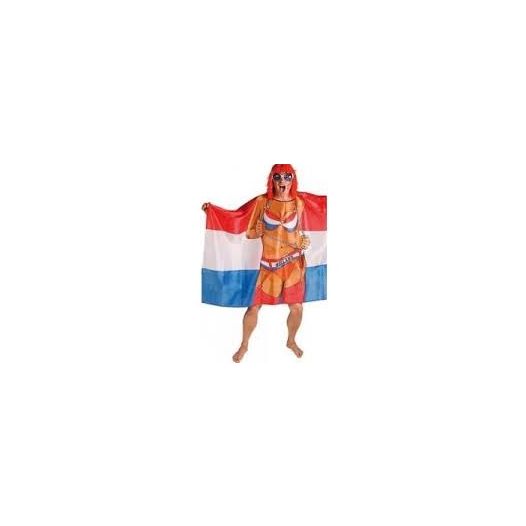 Poncho met nederlandse vlag en oranje meid